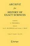 ARCHIVE FOR HISTORY OF EXACT SCIENCES雜志封面